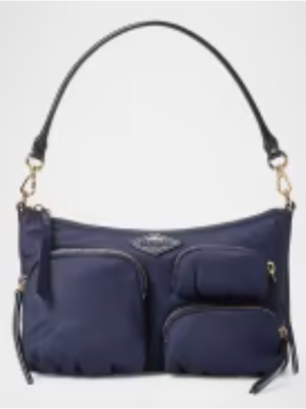 MZ Wallace Navy Shoulder Bag with Gold Hardware
